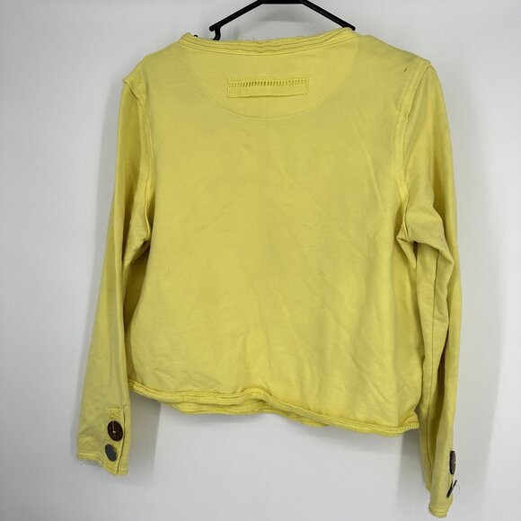 Neon Buddha Yellow Bohemian Coastal Ruffle Hem Top‎ Women's Size Petite Large - Picture 6 of 6